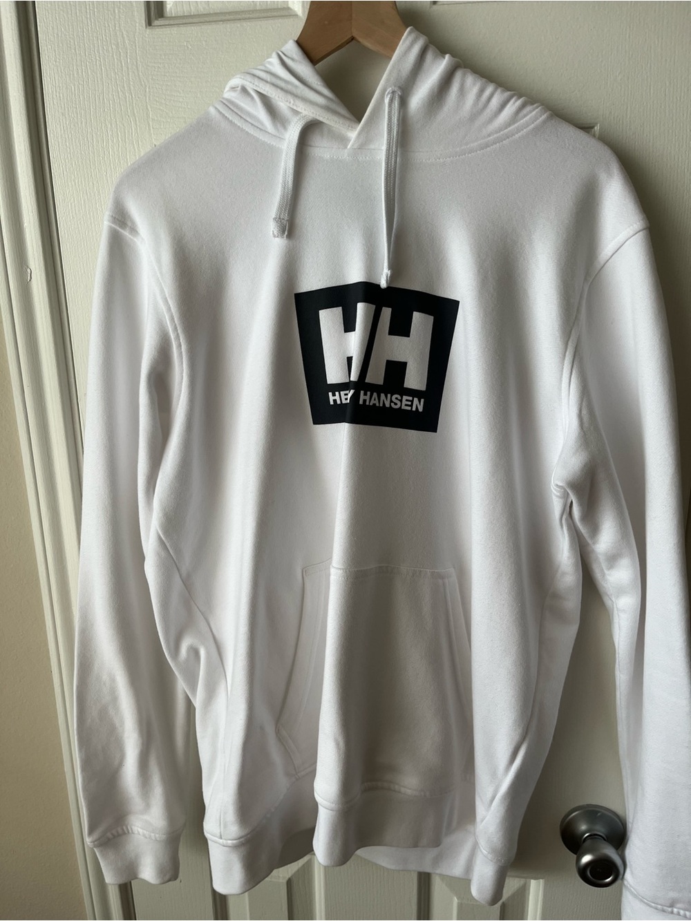 Helly Hansen White Pullover Hoodie with Black Logo - Men